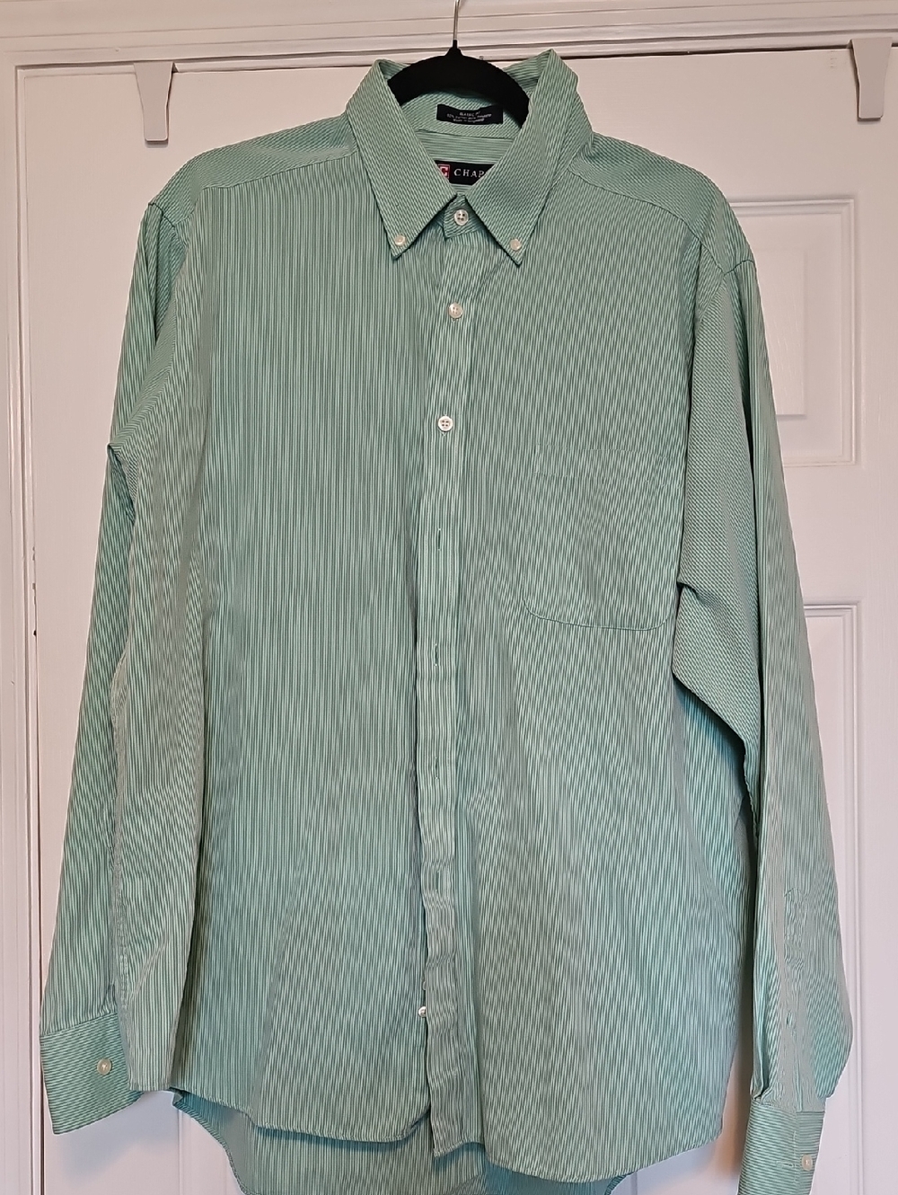 Chaps Mint Green Striped Button-Down Shirt